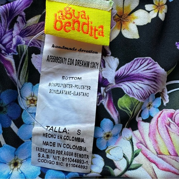 Agua Bendita Small Eda Dreamin Print Tie Side Bikini Swim Bottoms Beads NWT - Picture 5 of 9